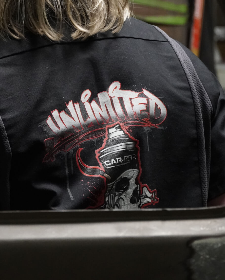 Car-Rep brochures, point-of-sale displays, clothing, tools, and holders arranged neatly.