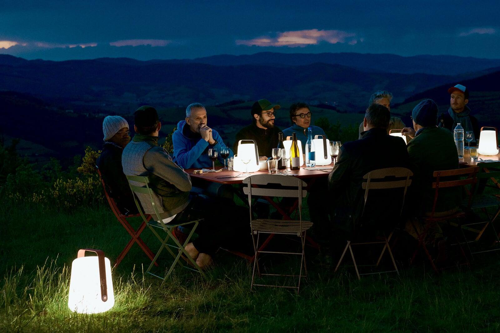 bistro metal chair, bistro table, balad lamp, fermob, outdoor furniture, camping furniture, outdoor lights, rechargeable lights, lighting, strand road