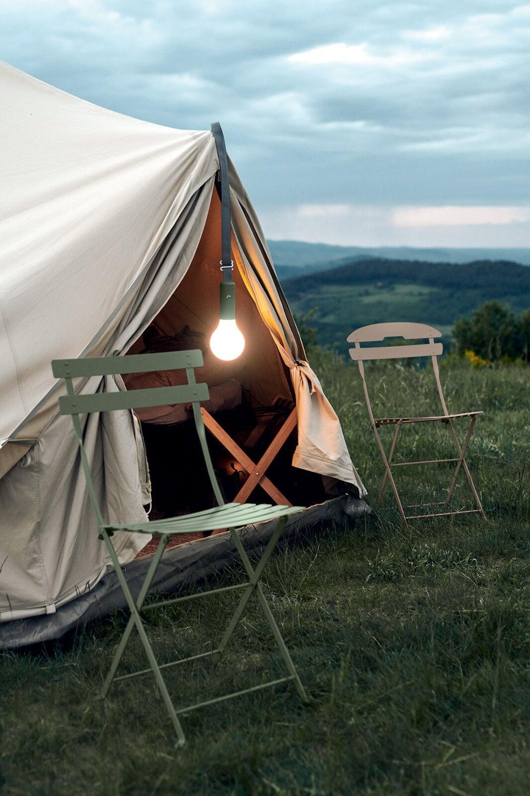 bistro metal chair, la mome chair, aplo lamp, fermob, outdoor furniture, camping furniture, furniture Ireland