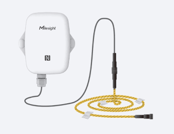 The Milesight EM300-ZLD leak detector with rope-type wire..