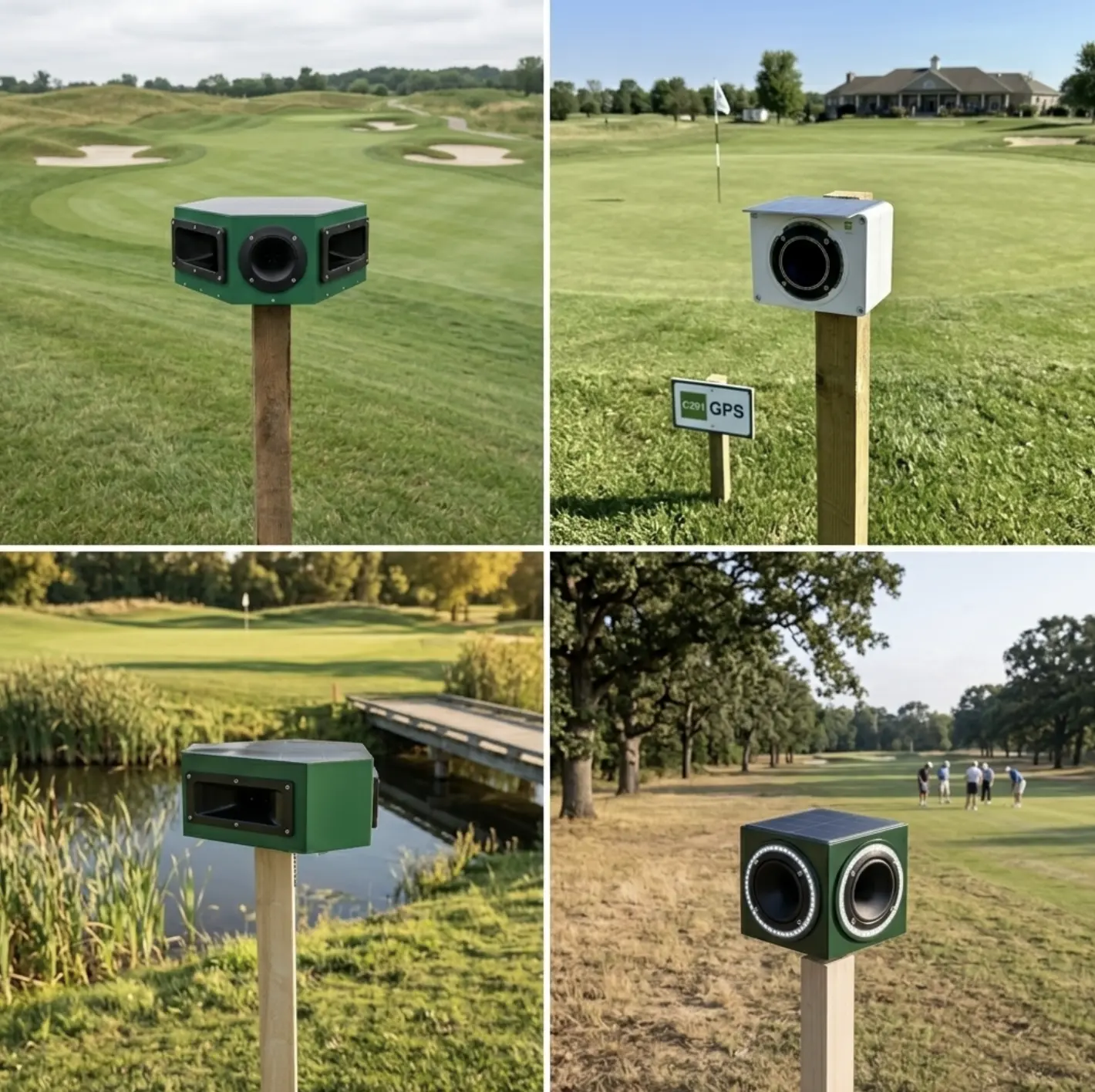 Photos d'effaroucheurs sur terrains de golfs, générés par l'IA