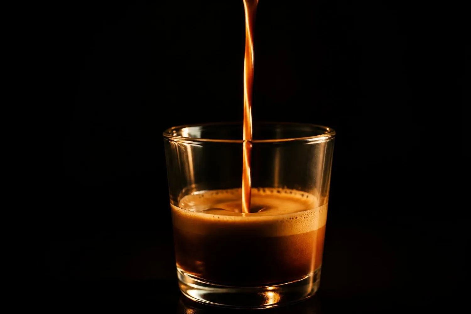 Espresso fließt in ein Glas