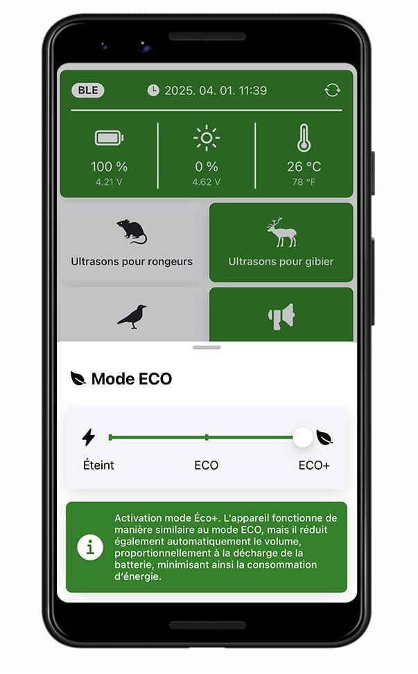 Vadalarm Smart App en mode ECO Plus