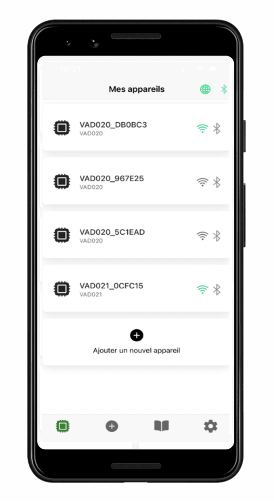 Application Vadalarm Smart montrant 4 effaroucheurs enregistrés Application Vadalarm Smart montrant 4 effaroucheurs enregistrés