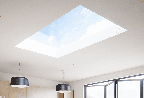 Modern minimalist Korniche flat glass rooflight on a flat residential roof