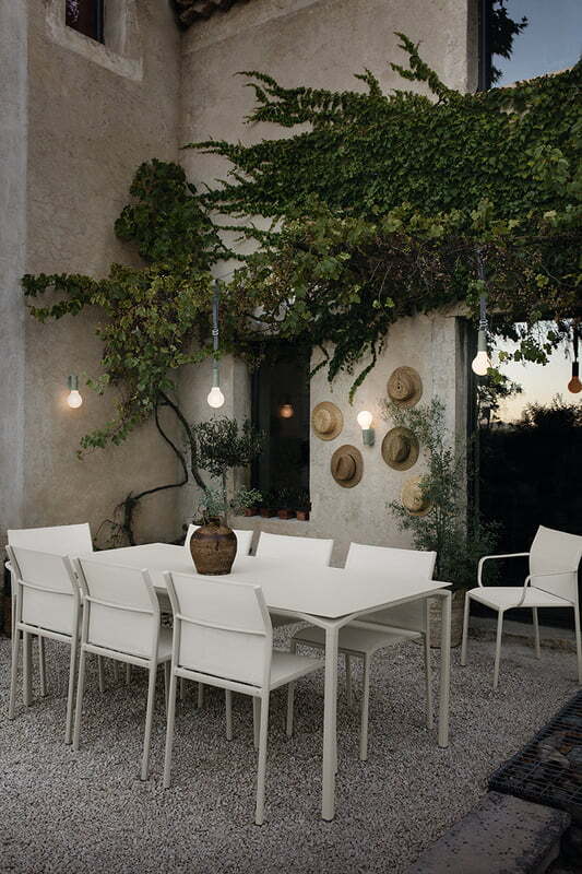 aplo lamp, calvi table, cadiz armchair, fermob, summer furniture, outdoor furniture, outdoor furniture ireland, furniture ireland, sustainable furniture, strand road ireland