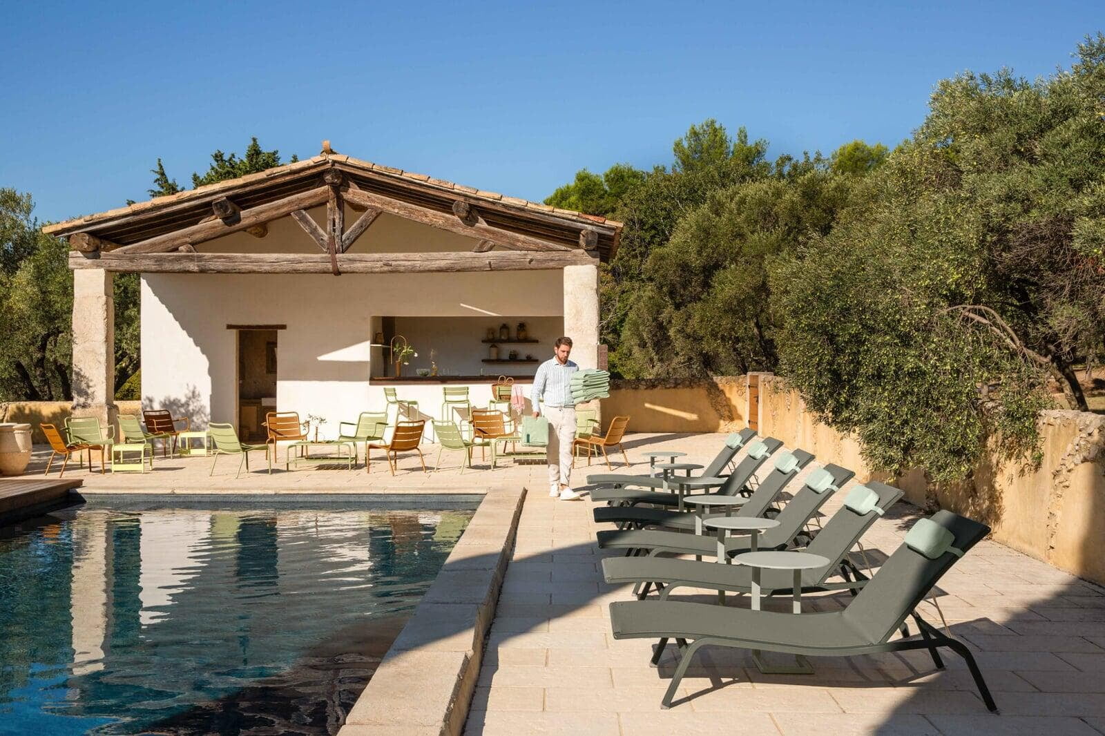 Alize Sunlounger and Offset Table, Luxembourg Low Armchair and Footstool,