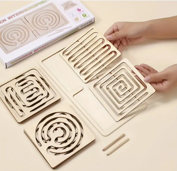 Гимнастика за мозъка - Дървена игра за развитие на лявото и дясното полукълбо Гимнастика за мозъка - Дървена игра за развитие на лявото и дясното полукълбо