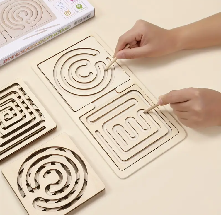 Гимнастика за мозъка - Дървена игра за развитие на лявото и дясното полукълбо Гимнастика за мозъка - Дървена игра за развитие на лявото и дясното полукълбо