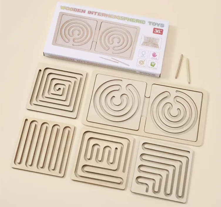 Гимнастика за мозъка - Дървена игра за развитие на лявото и дясното полукълбо Гимнастика за мозъка - Дървена игра за развитие на лявото и дясното полукълбо