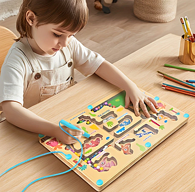 Монтесори Дървена Магнитна Игра - Лабиринт Монтесори Дървена Магнитна Игра - Лабиринт