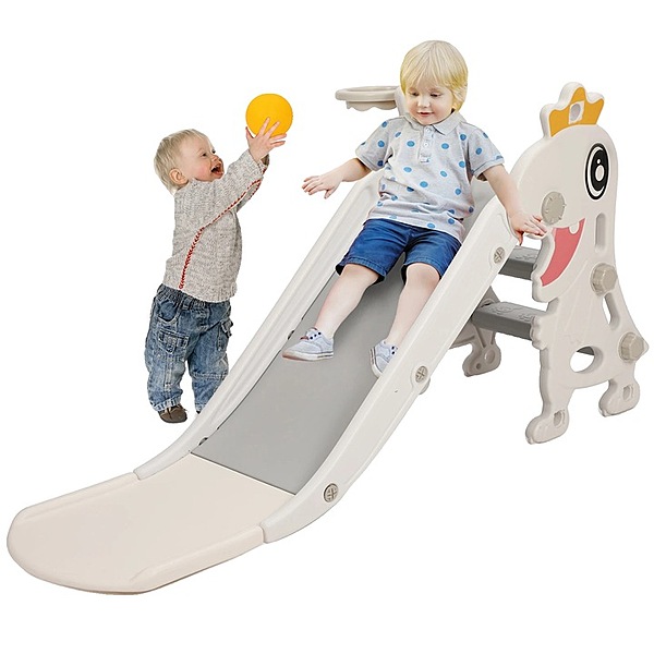 Детска пързалка с динозавър и с баскетболен кош