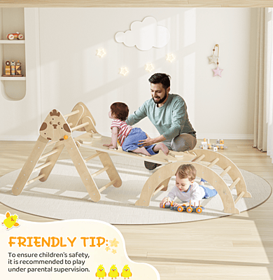 Многофункционален комплект за катерене 7в1 - Триъгълник на Пиклер, арка и рампа с дизайн Пиленце