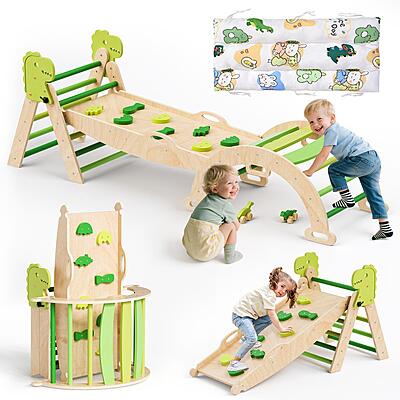 Многофункционален комплект 9в1 -Триъгълник на Пиклер, пързалка, арка-люлка, катерушка