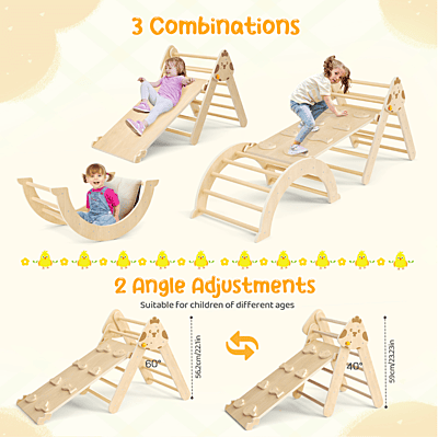 Многофункционален комплект за катерене 7в1 - Триъгълник на Пиклер, арка и рампа с дизайн Пиленце