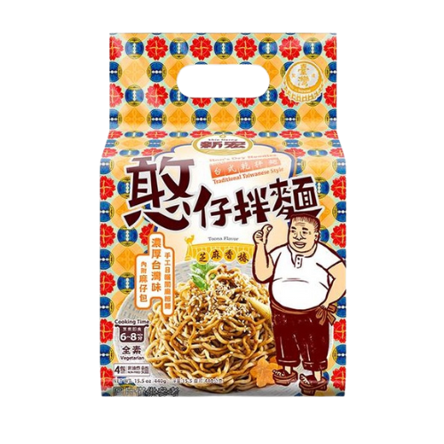 Hon's Dry Noodles- Toona Flavor (Pack of 4) 新宏憨仔拌麵-芝麻香椿110gx4包