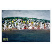Across the 22-12 Bay Seascape - Mixed Media on Canvas Across the 22-12 Bay Seascape - Mixed Media on Canvas