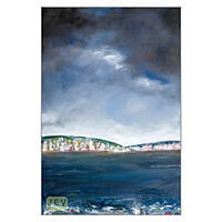 Across the 22-12 Bay Seascape - Mixed Media on Canvas Across the 22-12 Bay Seascape - Mixed Media on Canvas