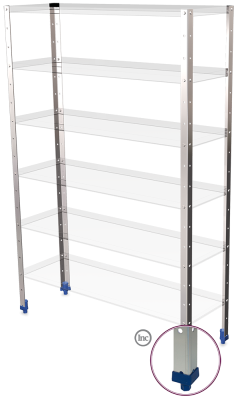 Soporte de estantería de 40x40x1750 mm. con contera