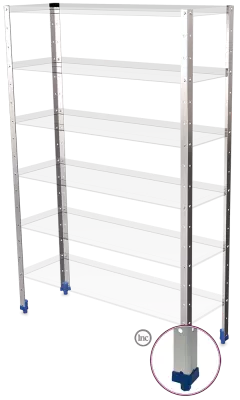 Soporte de estantería de 40x40x1750 mm. con contera