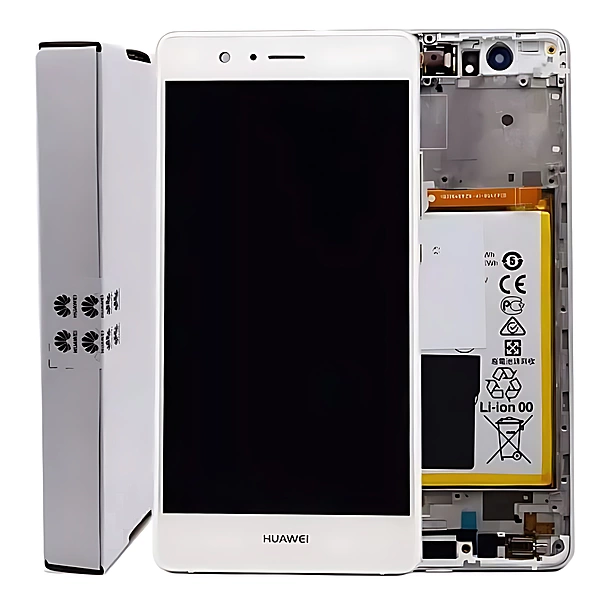 Genuine Huawei P9 Lite - Replacement LCD Touch Screen Assembly With Chassis & Battery - White - Service Pack - 02350TQV