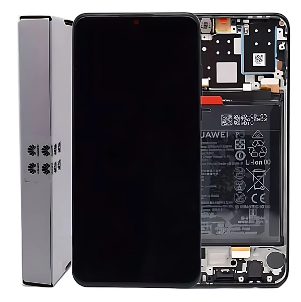 For Huawei P30 Lite - Replacement LCD Touch Screen Assembly With Chassis & Battery - Black - Service Pack - 02352RPW