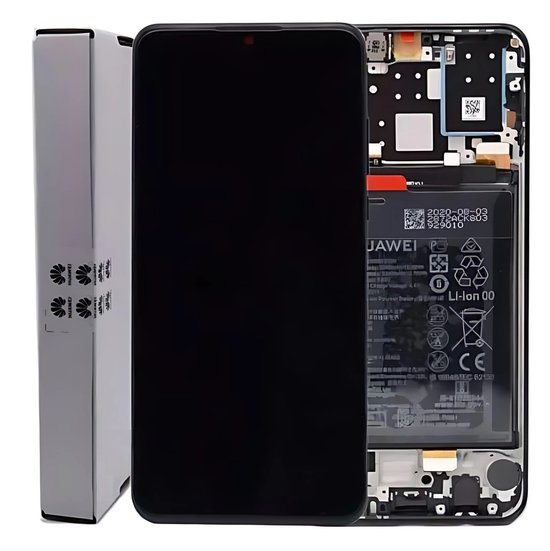 For Huawei P30 Lite - Replacement LCD Touch Screen Assembly With Chassis & Battery - Black - Service Pack - 02352RPW