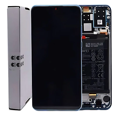 For Huawei P30 Lite - Replacement LCD Touch Screen Assembly With Chassis & Battery - Blue - Service Pack - 02352RQA