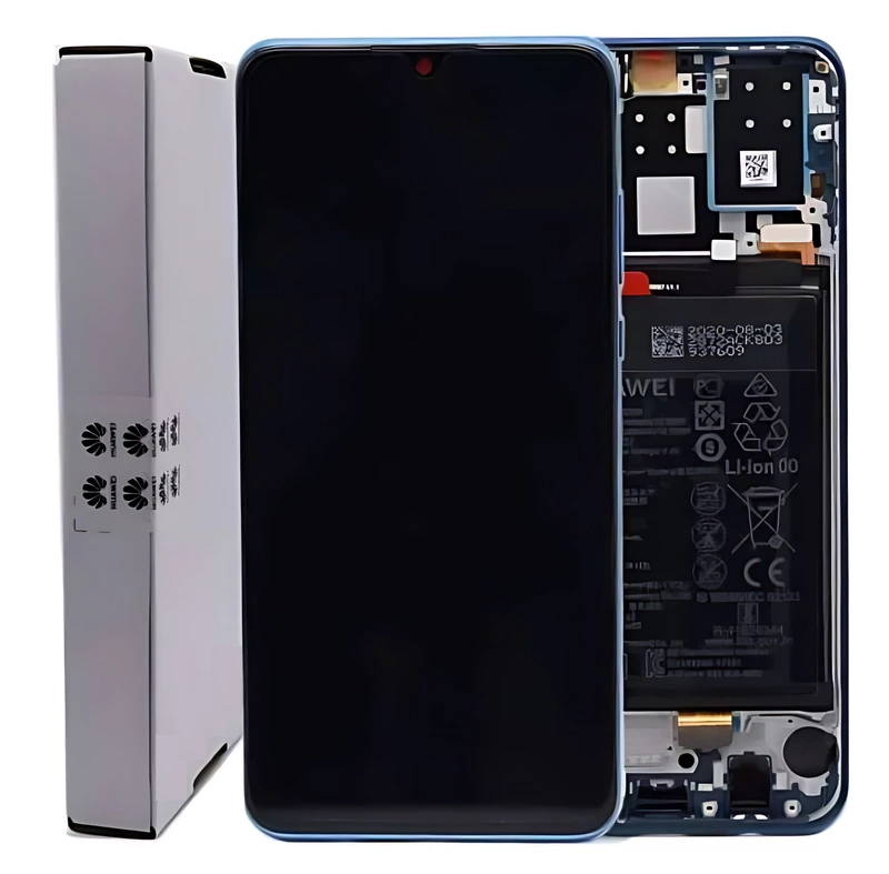 For Huawei P30 Lite - Replacement LCD Touch Screen Assembly With Chassis & Battery - Blue - Service Pack - 02352RQA