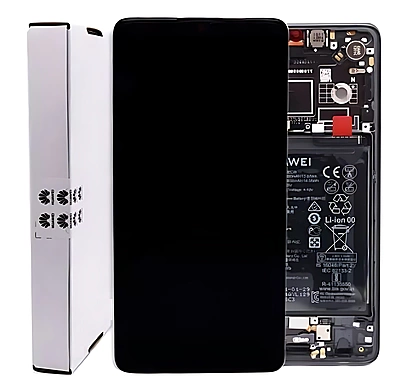 For Huawei P30 - Replacement OLED Touch Screen Assembly With Chassis & Battery - Midnight Black - Service Pack - 02354HLT