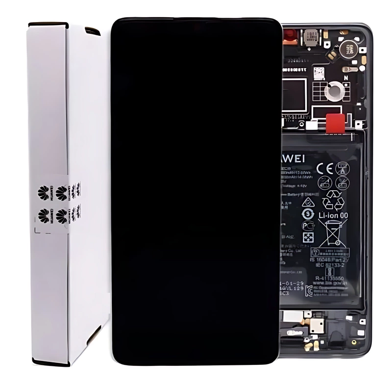 For Huawei P30 - Replacement OLED Touch Screen Assembly With Chassis & Battery - Midnight Black - Service Pack - 02354HLT