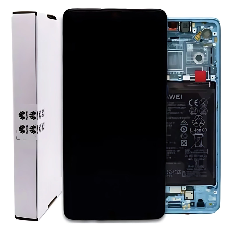 For Huawei P30 - Replacement OLED Touch Screen Assembly With Chassis & Battery - Aura Blue - Service Pack - 02354HRH
