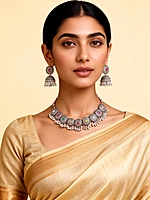 The Bohemian Spectrum Oxidized Choker & Jhumka Set