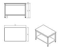 N061 - Tavolo con ripiano, dim. 1240x800x850 mm