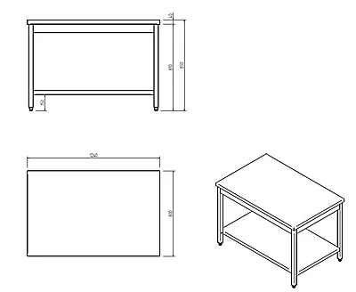 N061 - Tavolo con ripiano, dim. 1240x800x850 mm