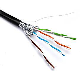 Excel Solid Cat6a U/FTP EXT Grade PE Cable BLK /mtr