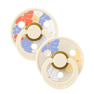 Bibs Pacifier Studio Colour 2 Pack Morning Bloom Latex Size 2 Ivory Mix