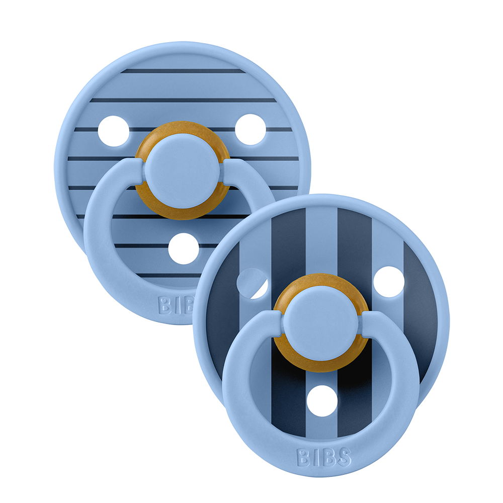 Bibs Pacifier Studio Colour 2 Pack Pin Latex Size 2 Sky Blue Mix