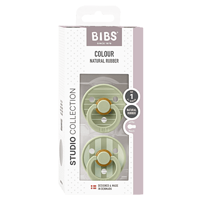 Bibs Pacifier Studio Colour 2 Pack Jasmine Latex Size 1 Sage Mix