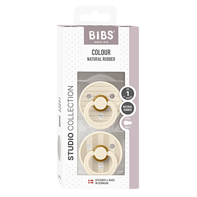 Bibs Pacifier Studio Colour 2 Pack Pin Latex Size 1 Ivory Vanilla Mix