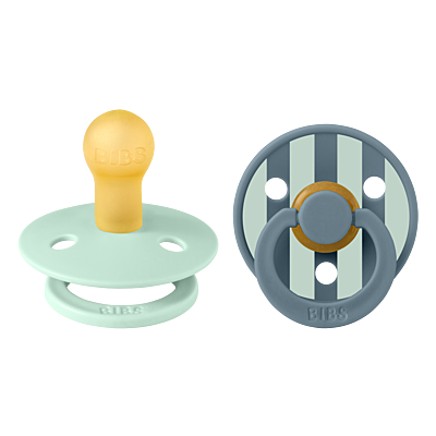 BIBS Pacifier Studio Colour 2 PACK Block Latex Size 1 Nordic Mint Petrol Mix