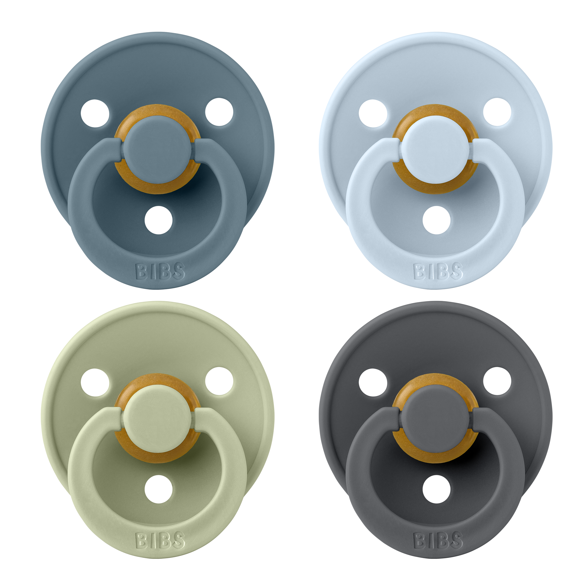 BIBS Pacifier Colour 4 PACK Latex Size 2 Petrol/Sage/Baby Blue/Iron