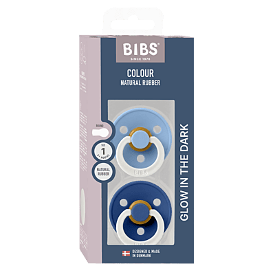 Bibs Colour 2 Pack Latex Sky Blue Glow/ Cornflower Glow-Size 1