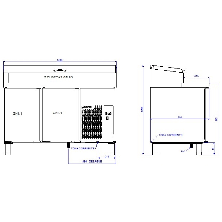 Mesas refrigeradas MPGE2-135-I HC GN1/3