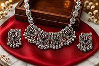 Royal Gajah Oxidized Silver Choker & Earring jewels