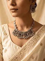 Royal Gajah Oxidized Silver Choker & Earring jewels