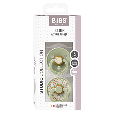Bibs Pacifier Studio Colour 2 Pack Jasmine Latex Size 2 Sage Mix