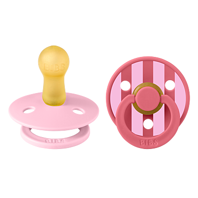 BIBS Pacifier Studio Colour 2 PACK Block Latex Size 2 Baby Pink Coral mix
