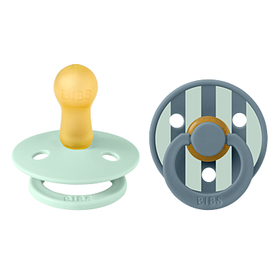 BIBS Pacifier Studio Colour 2 PACK Block Latex Size 2 Nordic Mint Petrol Mix