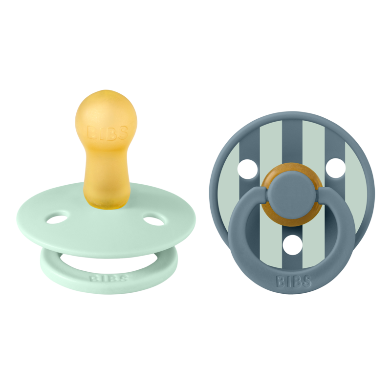 BIBS Pacifier Studio Colour 2 PACK Block Latex Size 2 Nordic Mint Petrol Mix